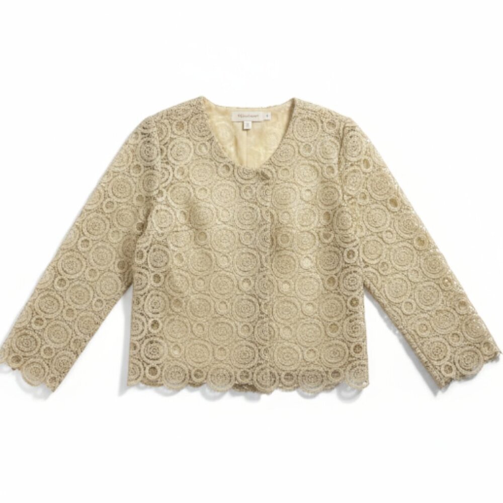 Stella Forest Scalloped Lurex Top Lace Jacket Top Feminine